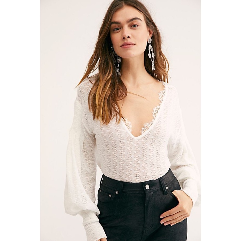 FREE PEOPLE “Dream Girl” Pointelle Top